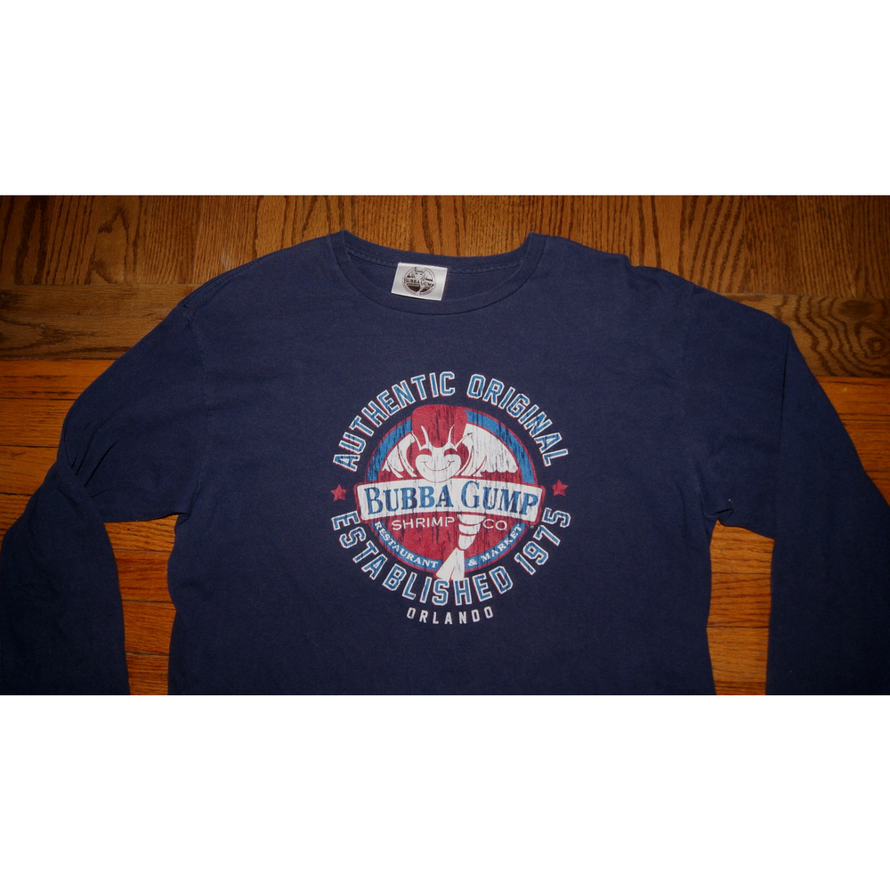Bubba Gump Shrimp Co Authentic Original Orlando FL Long Sleeve Blue L TShirt